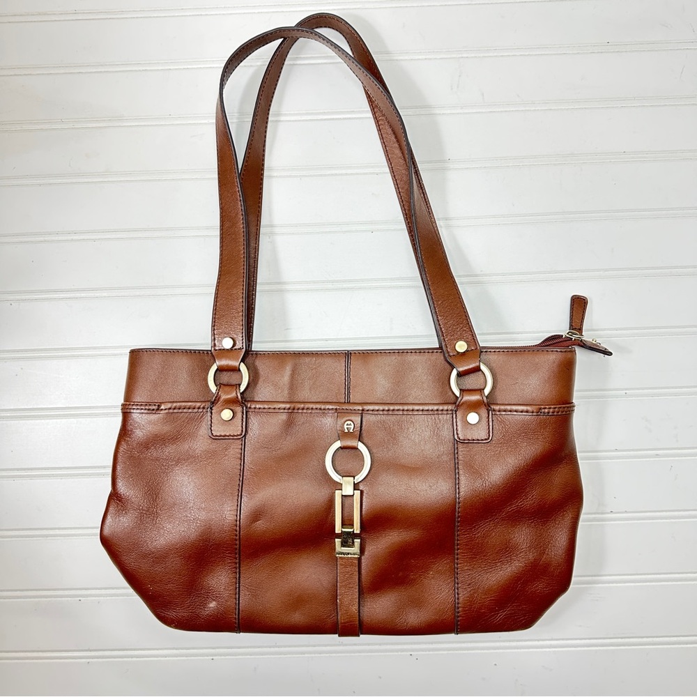 Ettienne Aigner Brown Leather Tote Bag